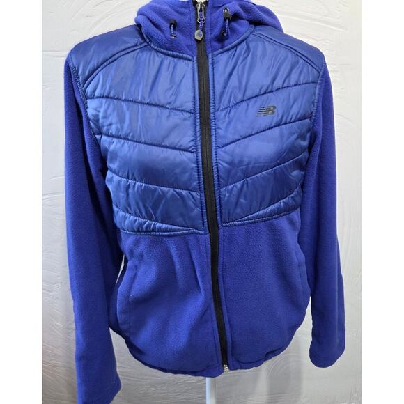 New Balance Woman's Blue Zip Up Hooded Fleece Jacket Size Large - Picture 8 of 8
